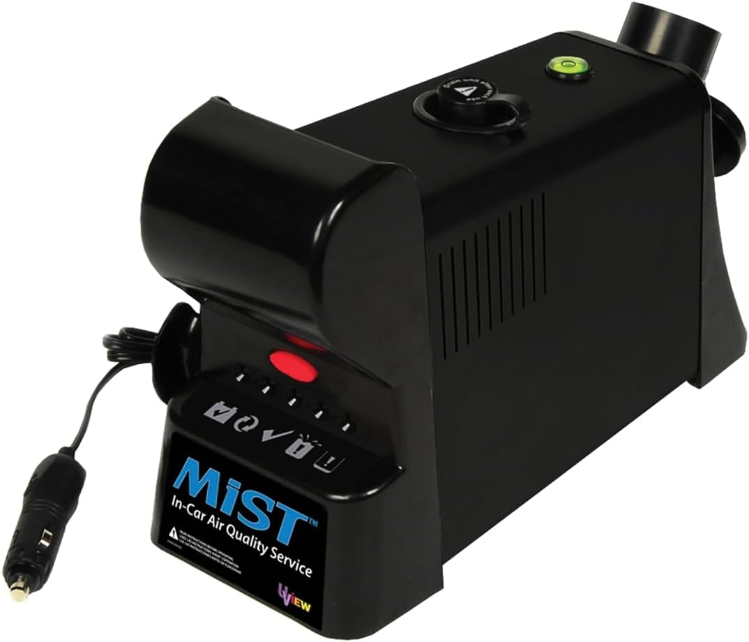 UView 590160 MIST II Ultrasonic Cleaning Unit for Enhancing Air Quality in Automotive HVAC Systems, Advanced Nanodroplet Delivery System, Automatic Shut-off, Portable, Compact, 12-Volt DC, Black