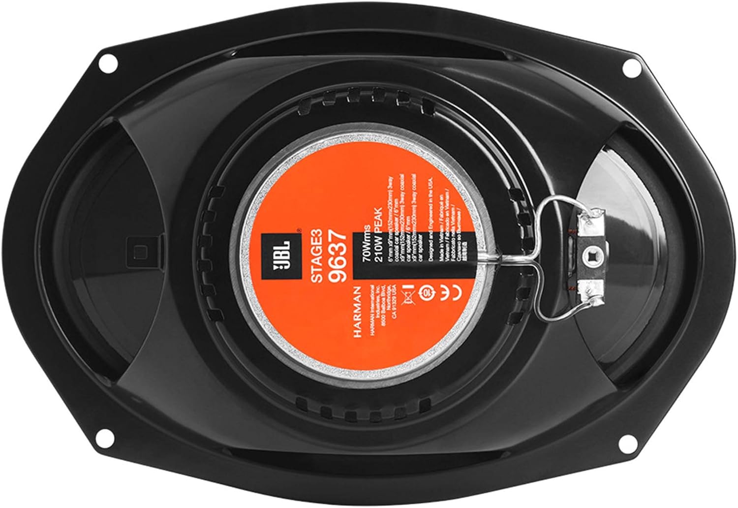 JBL Stage 39637F - 6” x 9” Three-way car audio speaker, No Grill, Black