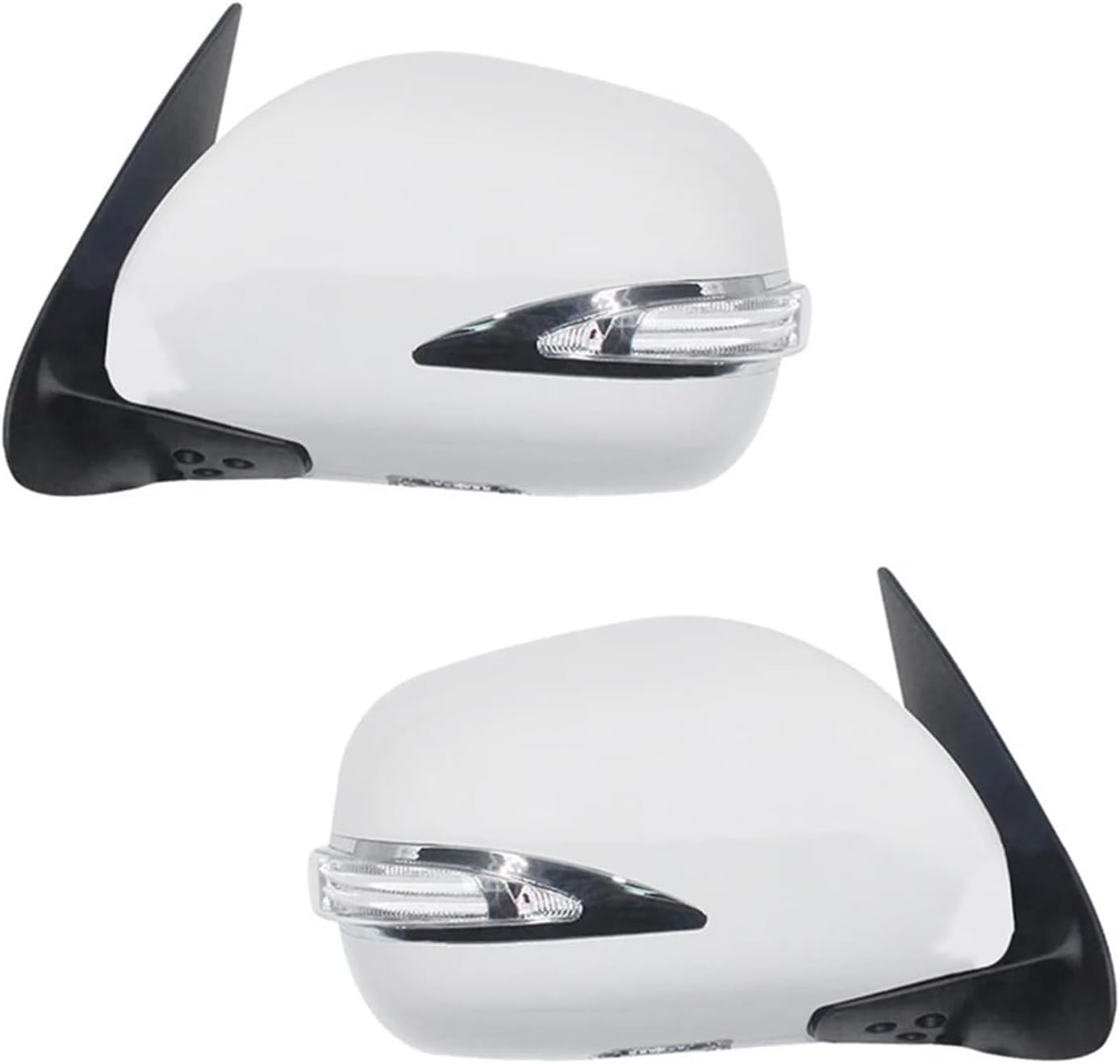 Car Electric Reflector Rearview Mirror Assembly Compatible with Toyota Hiace 200 2005-2015 Auto Side Mirror Exterior With Led Light(A pair White)