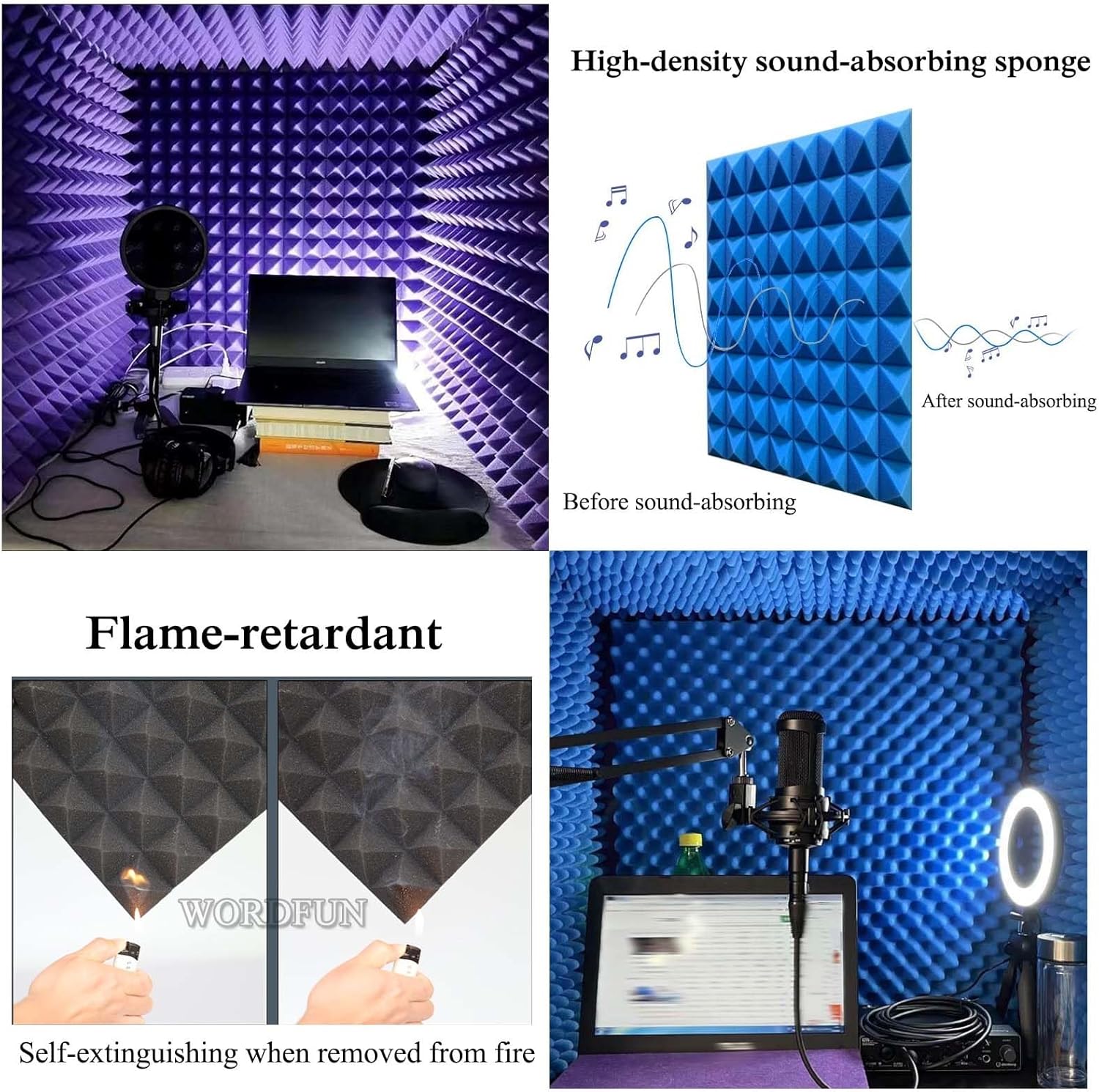 Desktop Soundproof Box, Home Recording Studio, Portable Recording Studio, for Music Practice Room (Green)