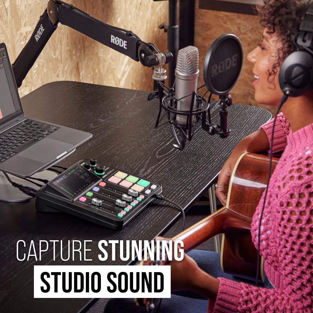 RØDE RØDECaster Duo All-in-One Production Solution for Podcasting, Streaming, Music Production and Content Creation & RØDE PSA1+ Professional Studio Arm with Spring Damping and Cable Management, Black