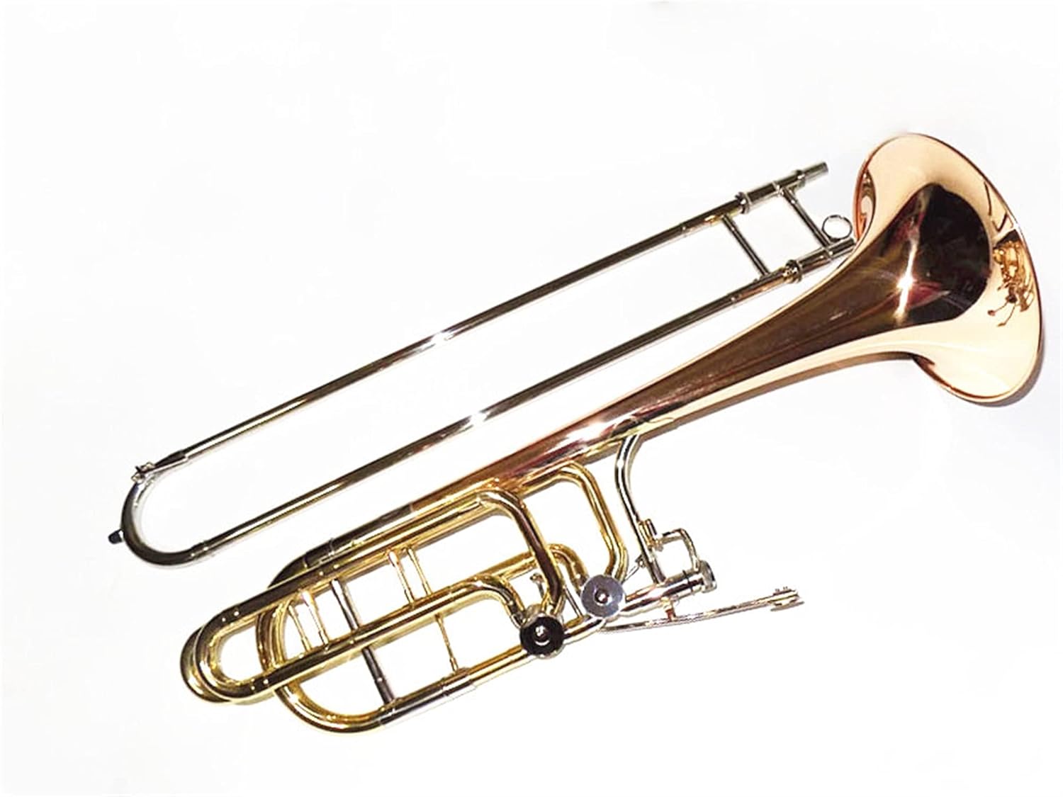 Standard Trombone Bass Trombone Bb/F/EB/D with Case Mouthpiece Silver Plated Trombone Musical Instruments Slide Trombones Valve Trombone (Color : Lacquer)