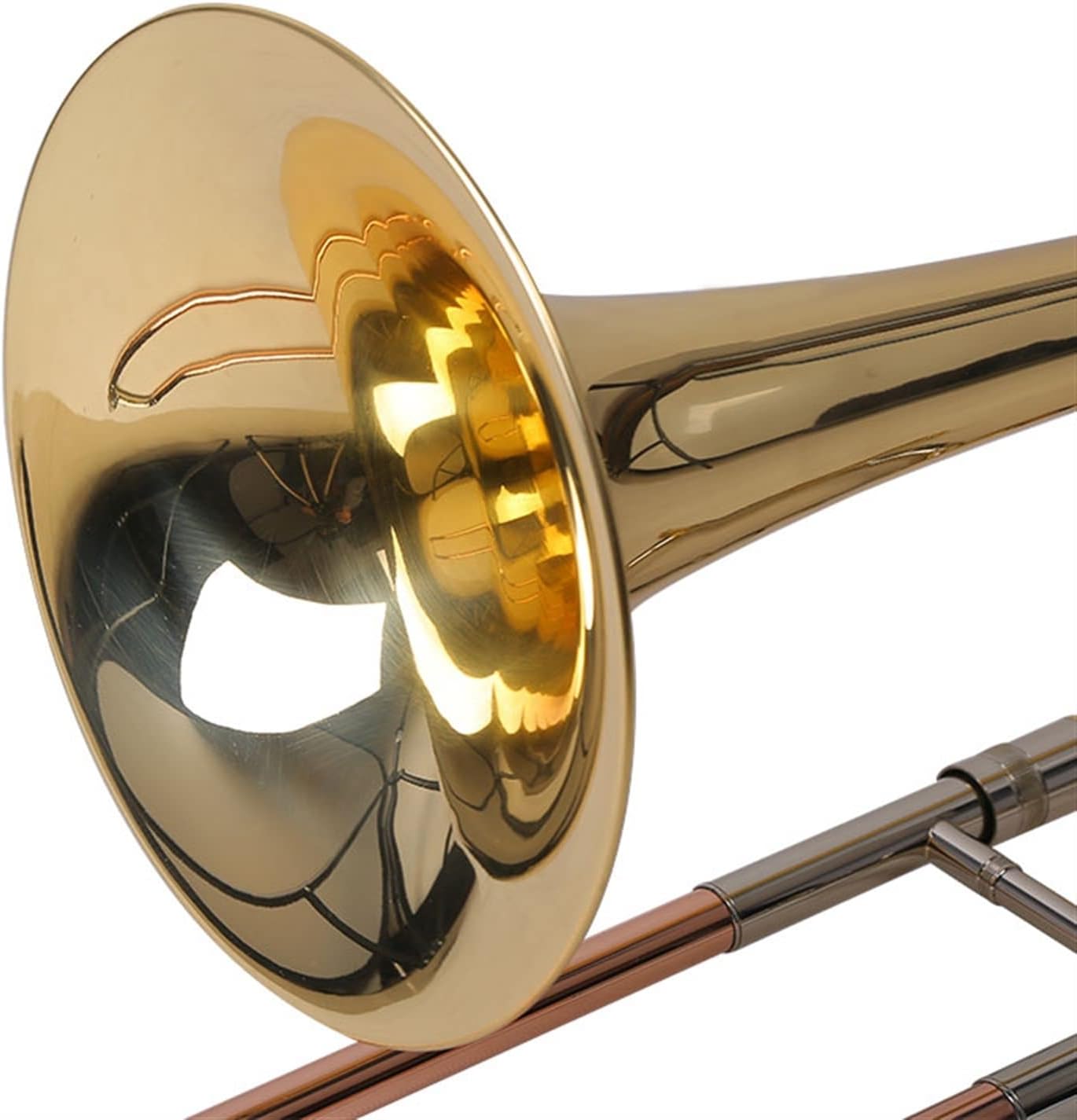 FLFL Student Trombone Brass Lacquered Gold Trombone Instrument with B Flat and F Keys is Suitable for Band Examination Performance