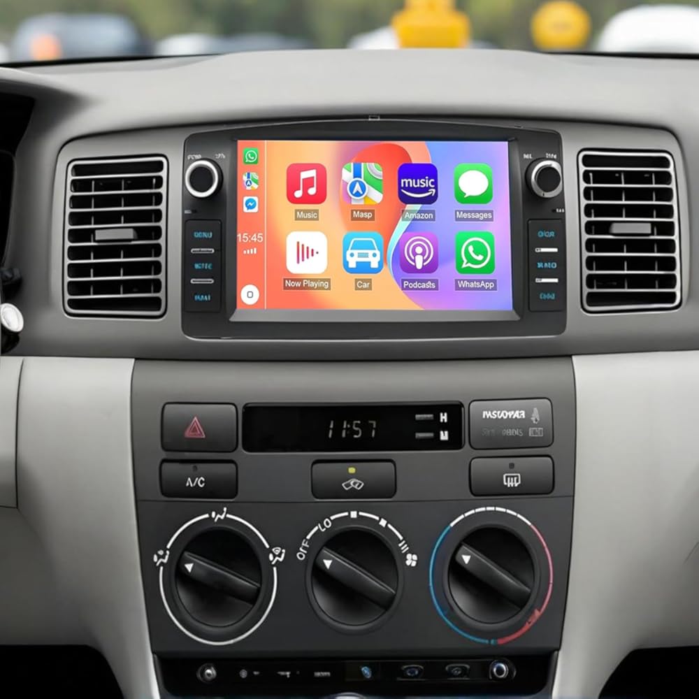 4+64G Car Radio for Toyota Corolla E120 E130 2000-2006 with Wireless Carplay & Android Auto, 7 Inch IPS Touch Screen for Toyota Corolla Car Stereo BT FM in Dash GPS WiFi Backup Camera SWC