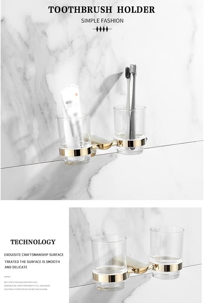 Bathroom Rack Bathroom Accessories Paper Holder Corner Shelf Towel Rack Rail Toilet Brush Holder Towel Holder Brass Gold Bathroom Hardware Set Bathroom Decor (Towe Rack 50cm)(Toothbrush Cup)