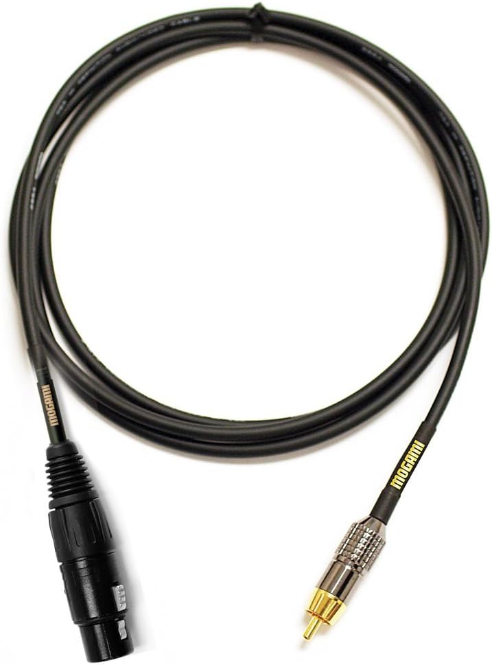 Mogami GOLD XLRF-RCA-06 Unbalanced Audio Adapter Cable, XLR-Female to RCA Male Plug, Gold Contacts, Straight Connectors, 6 Foot