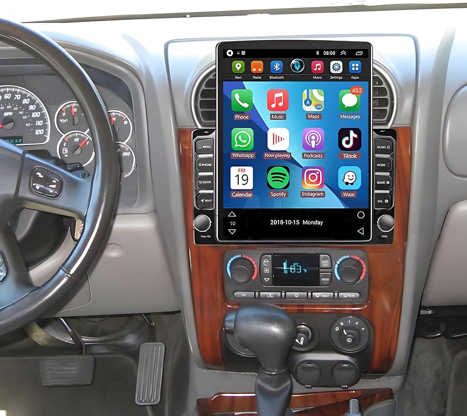 PHEZEN 9.7 inch Touchscreen 8 core Car Stereo Fit for GMC Envoy 2002-2009, Android 15 Car Radio with Carplay & Android Auto in-Dash Navigation BT Mirror Link WiFi Backup Camera 6+128G