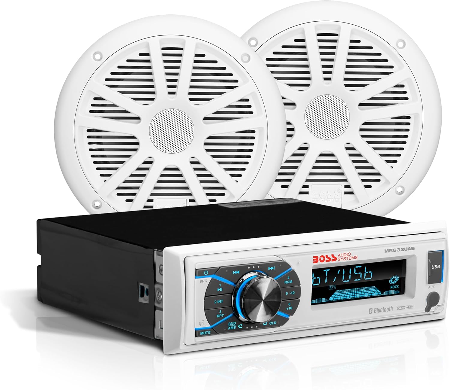 BOSS Audio Systems MCK632WB.6 Marine Boat Bluetooth Stereo & 6.5 Inch Speakers - No CD DVD Player, AM/FFM Radio Receiver Head Unit, Dipole Antenna