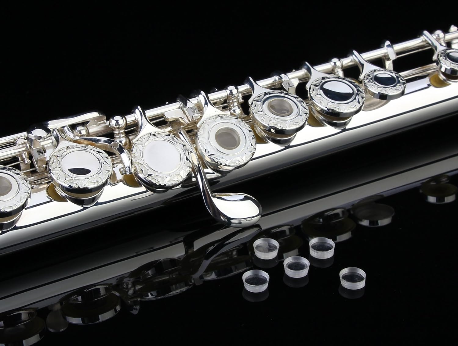 Glory HAND-ENGRAVED SILVER PLATED HIGH GRADE FLUTE 17 Hole OPEN/CLOSED C Flute With Case, Tuning Rod and Cloth and Gloves,HIGH GRADE HAND ENGRAVED