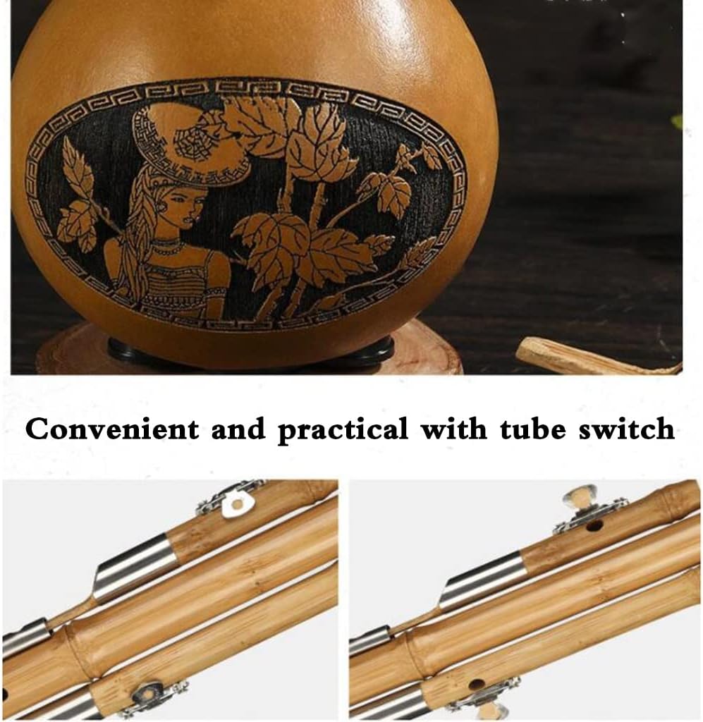 Flutes Musical Instruments Folk Musical Instrument Cucurbit Silk Bamboo Production C Down B Tone Performance Silk Cucurbit, Gift for Elders, People Who Love Music (Color : Brown, Size : C-Key)