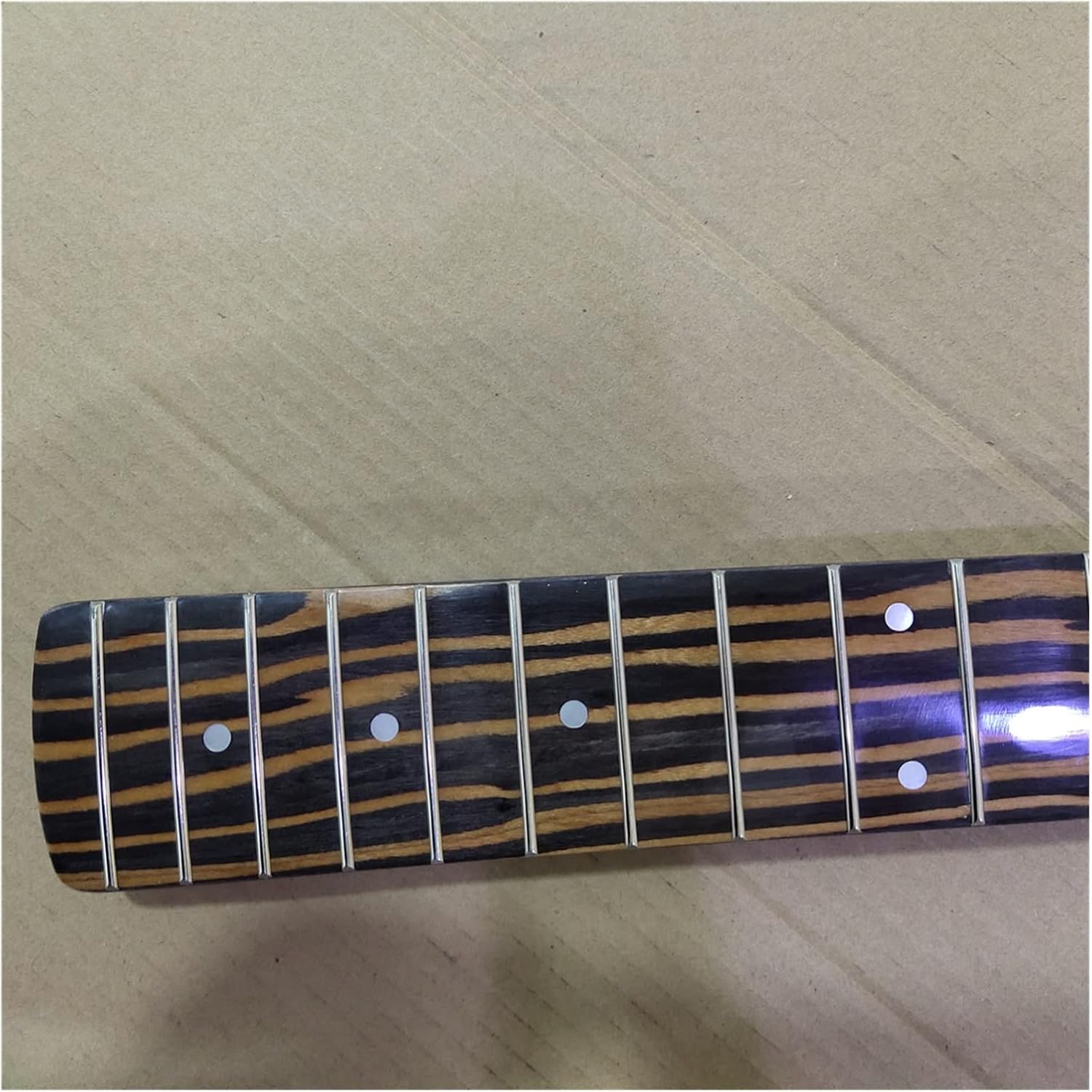 4 String Zebra Wood 20 Frets P Bass Guitar Neck Replacement 34 Inch Electric Guitar Neck