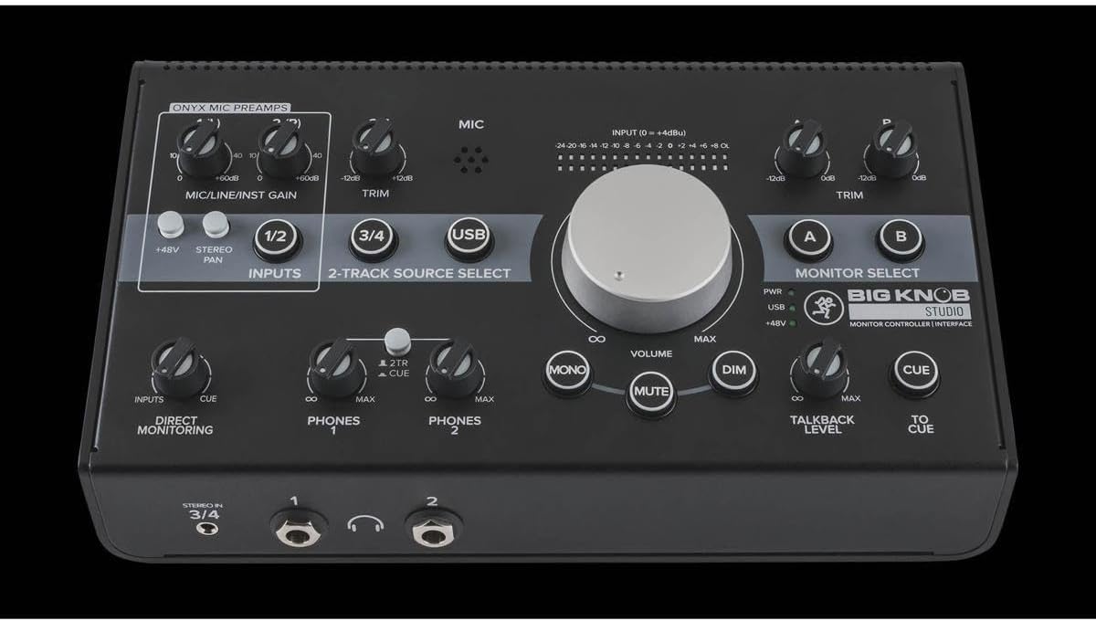 Mackie Big Knob Studio Monitor Controller and Interface + Software Bundle - Includes 2x 6' Cables