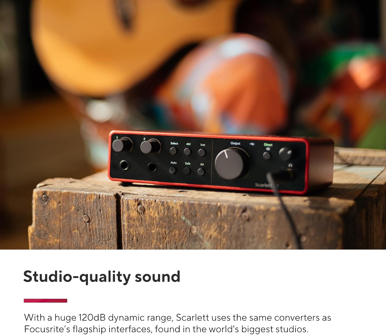 Focusrite Scarlett 2i2 Studio 4th Gen USB Audio Interface Bundle for the Songwriter with Condenser Microphone and Headphones for Recording, Streaming, and Podcasting