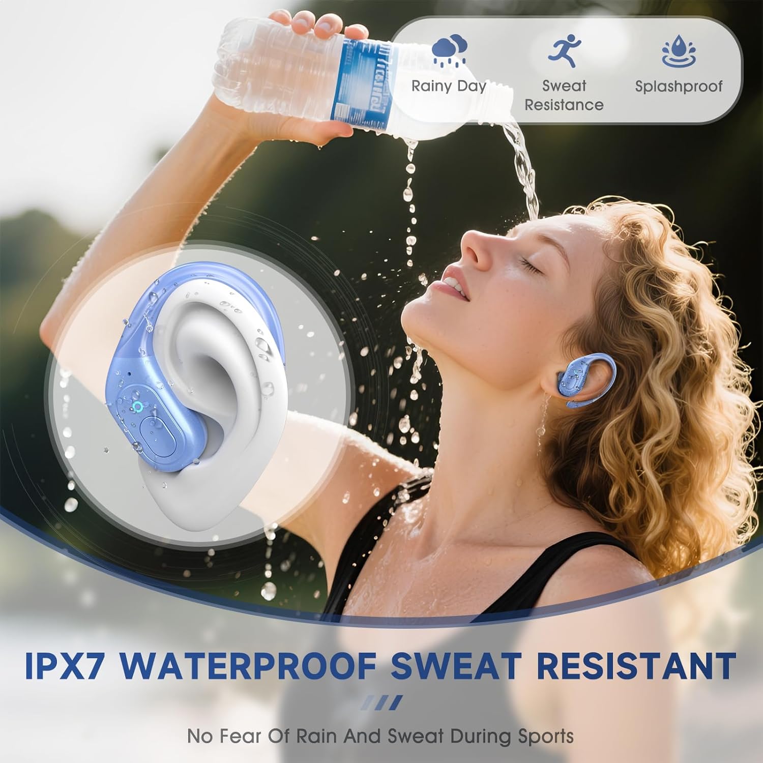 Wireless Earbuds Bluetooth 5.4 Headphones, Noise Canceling Ear Buds with 75hr Playtime, LED Power Display, IPX7 Waterproof Earphones Over-Ear Earphones for Sports/Workouts