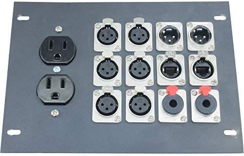 Recessed Stage Floor Box with 6 XLR Female, 2 XLR Male, 2 Ethernet, 2 TRS + Duplex AC (Floor Box)