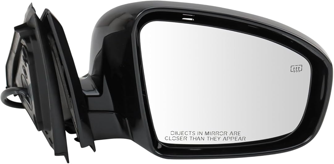 TRQ Passenger Side Mirror Assembly Power Heated Power Folding Smooth Black Paint to Match Compatible with 2013 Infiniti JX35 2014-2015 QX60