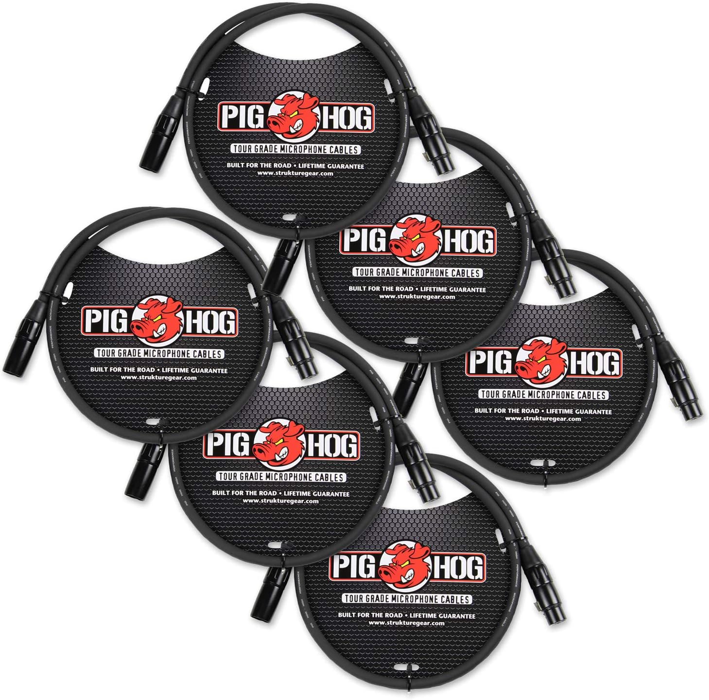 Pig Hog PHM3 8mm Tour Grade Mic Cable, XLR 3ft - 6-Pack