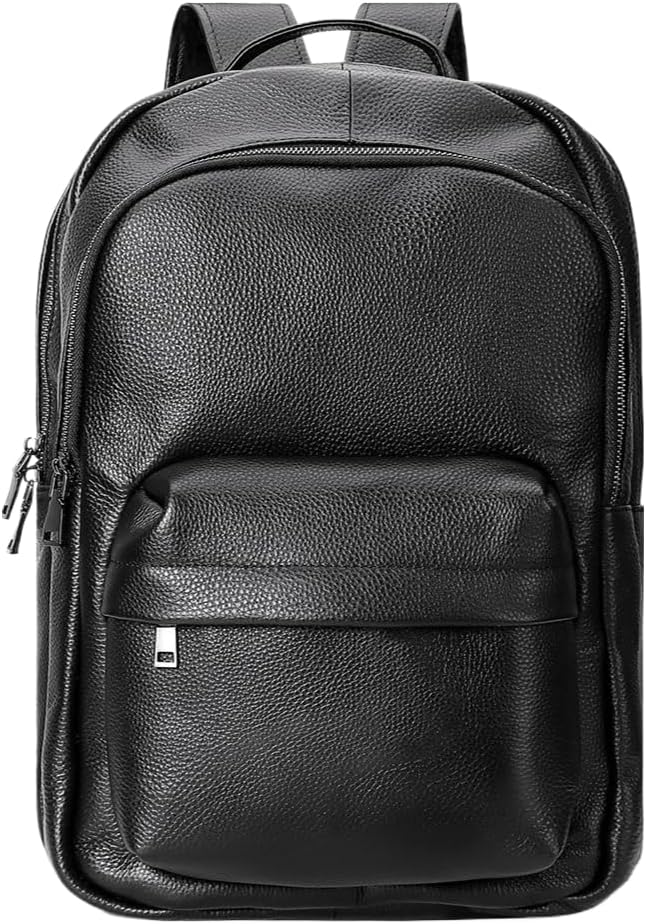 Genuine Leather Briefcase Backpack for Men High Capacity Business Travel Computer Bag Gift Box Gifts for Men (Black-3)
