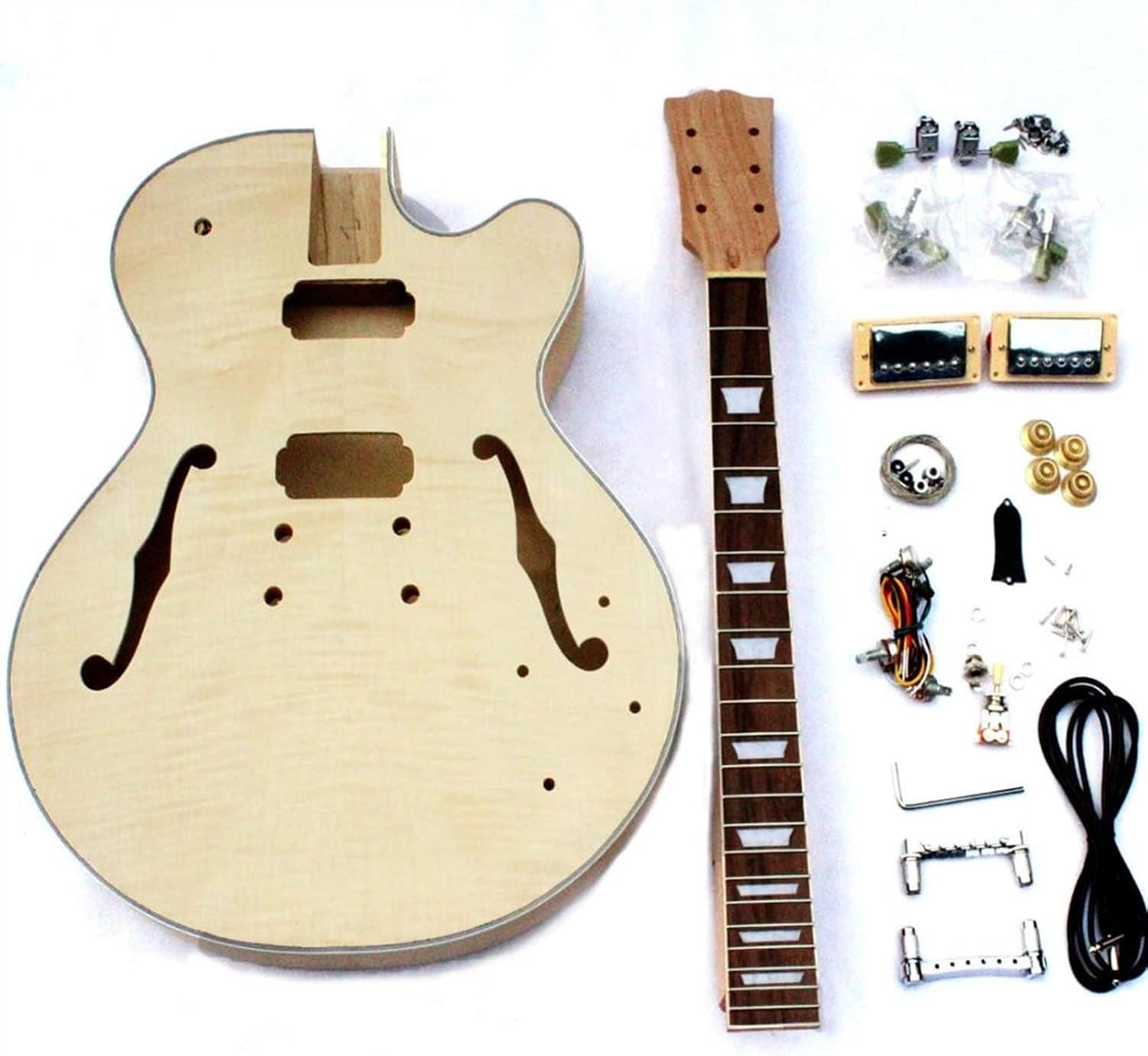 FLFL Half Hollow DIY Electric Guitar Body Kit with All Accessories Unfinished Guitar Kit