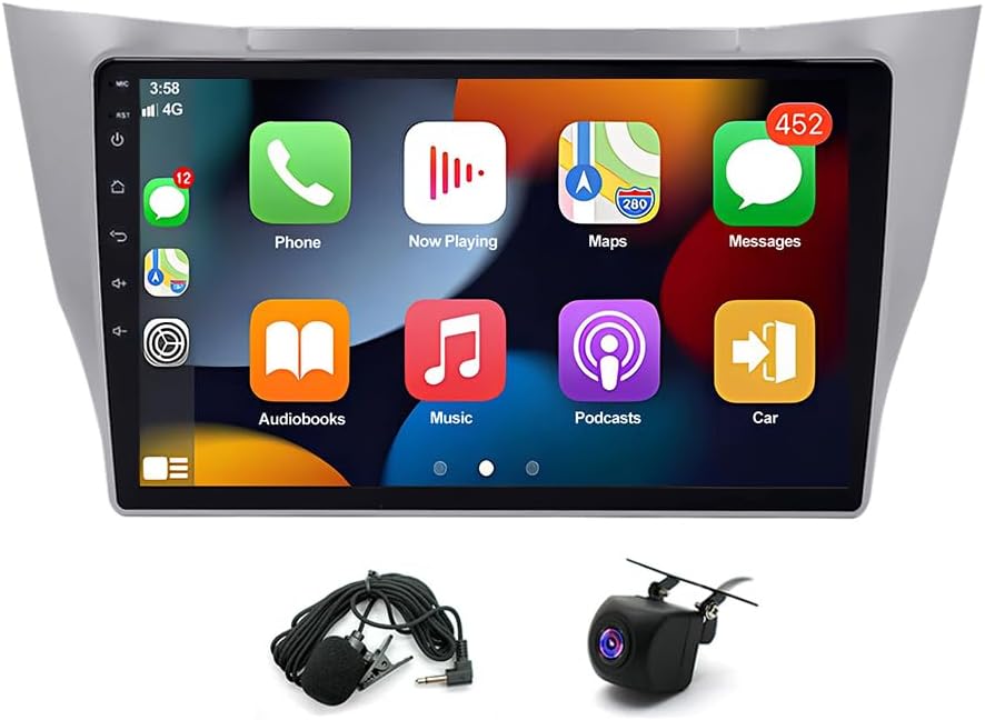 Car Stereo 2-Din Digital Media Receiver for Lexus RX330/RX350/RX400h 2003-2009, Car Audio Receivers with CarPlay Android Auto 10