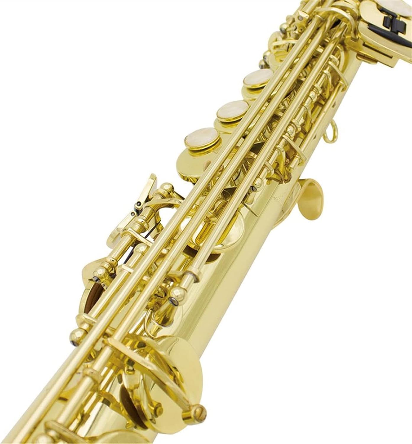 Brass Straight Saxophone B-Flat Abalone Key Saxophone Lacquered Gold Engraving Woodwind Instrument with Case