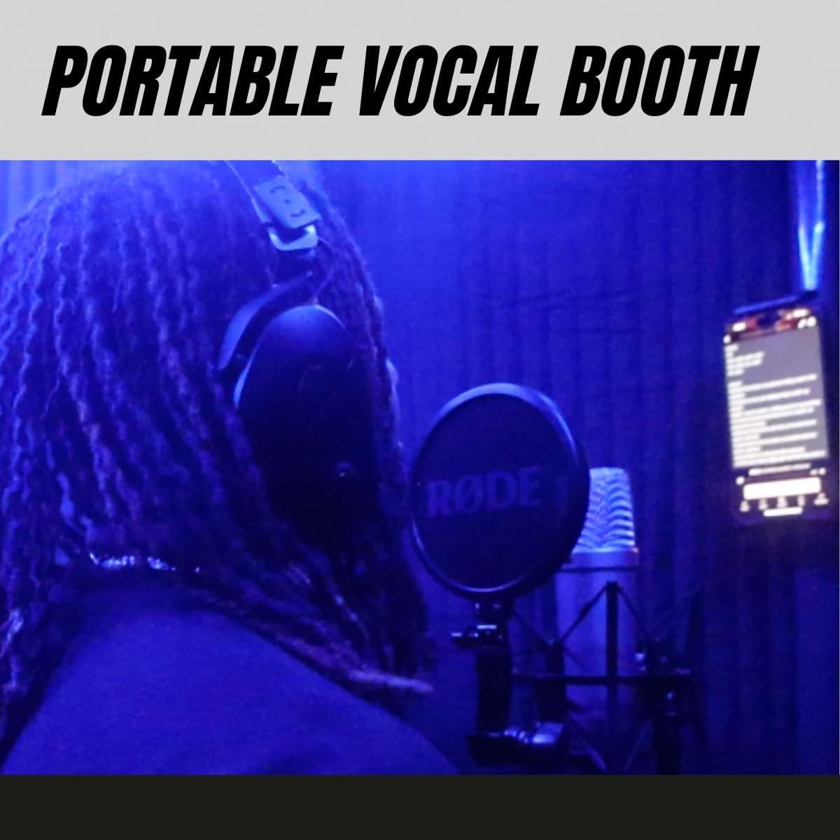 Portable Vocal Booth for Crystal-Clear Audio Recording With Multi-Color LED Lights and Travel Bag