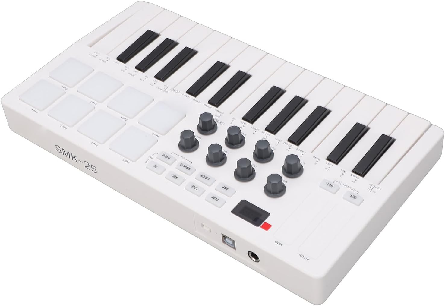 LiebeWH 25 Key MIDI Keyboard Controller Portable Music Production with 8 RGB Pads Connectivity for Computer Recording