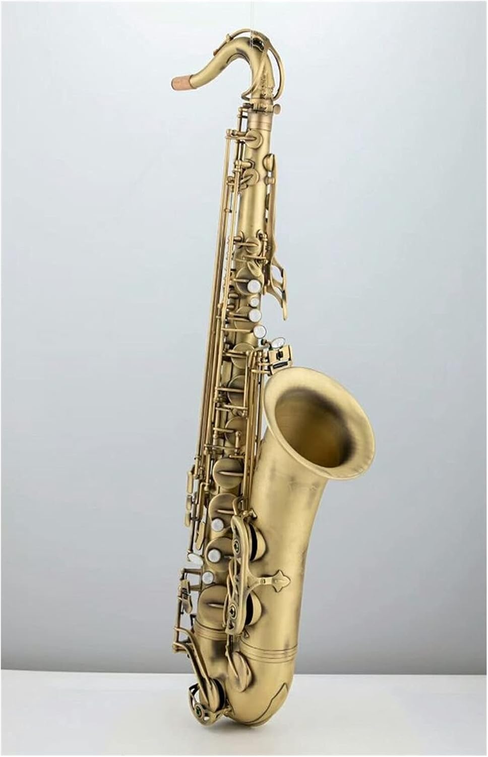 Sax Beginners Kit Tenor Saxophone Bb Tune Brass Antique Copper White Natural Shell Button Music Instrument Sax with Mouthpiece Case Wind Instrument