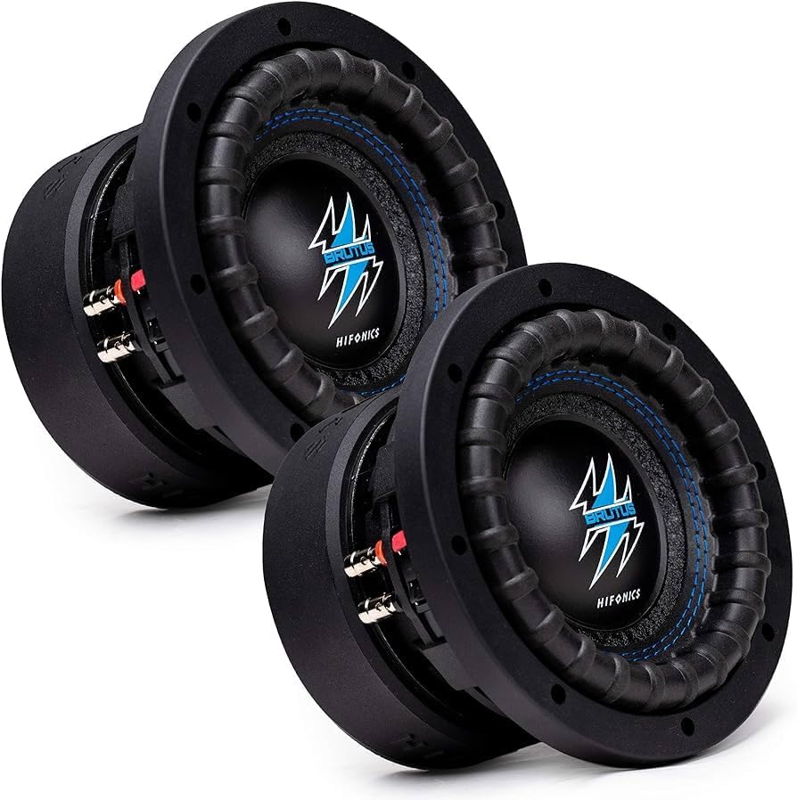 Hifonics 2 x BRW6D4 600 Watts 6.5 Inch Brutus Car Audio Subwoofer with Heavy Gauge, Powder Coated, Aluminum Die-Cast Basket, Dual 70 Oz Magnet, 2 Inches Voice Coil - Dual 4 Ohm - 6.5 in (Pair)