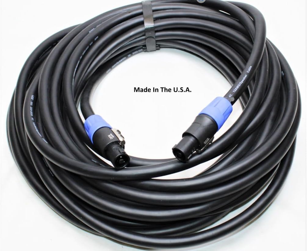 LASE 50 Ft SpeakOn Speaker Cable w/NEUTRIK NL4FC 12ga 4 Conductor Pure Copper