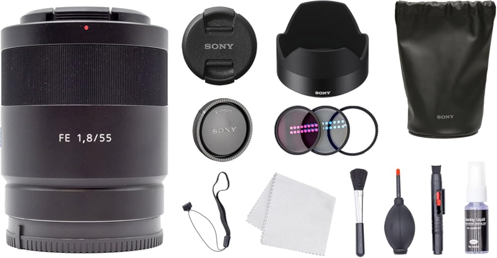 Sony Sonnar T FE 55mm f/1.8 ZA Lens + Filter Kit + Lens Cap Keeper + Cleaning Kit (Renewed)