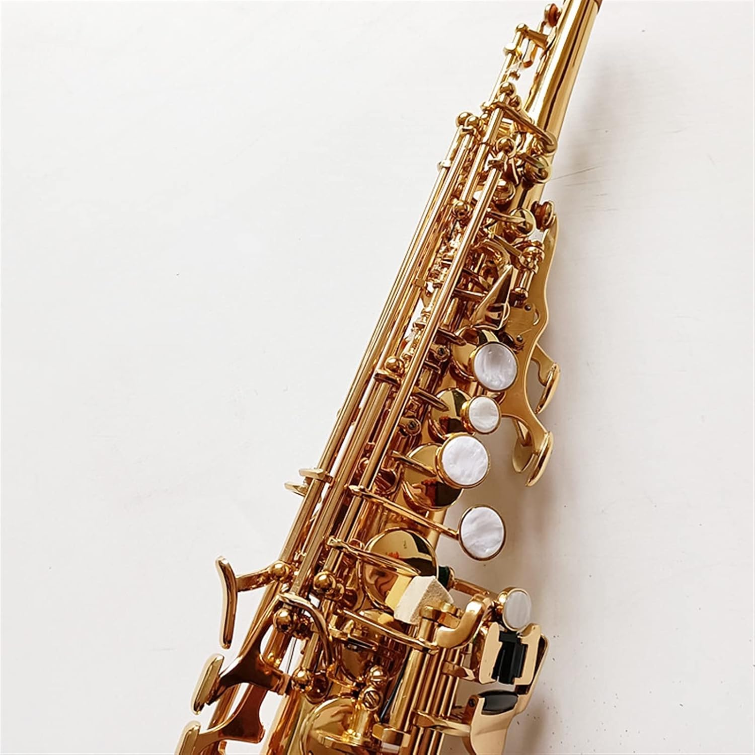 Brass Straight Bb B Flat Sax Saxophone Shell Key Carve Pattern Woodwind Instrument