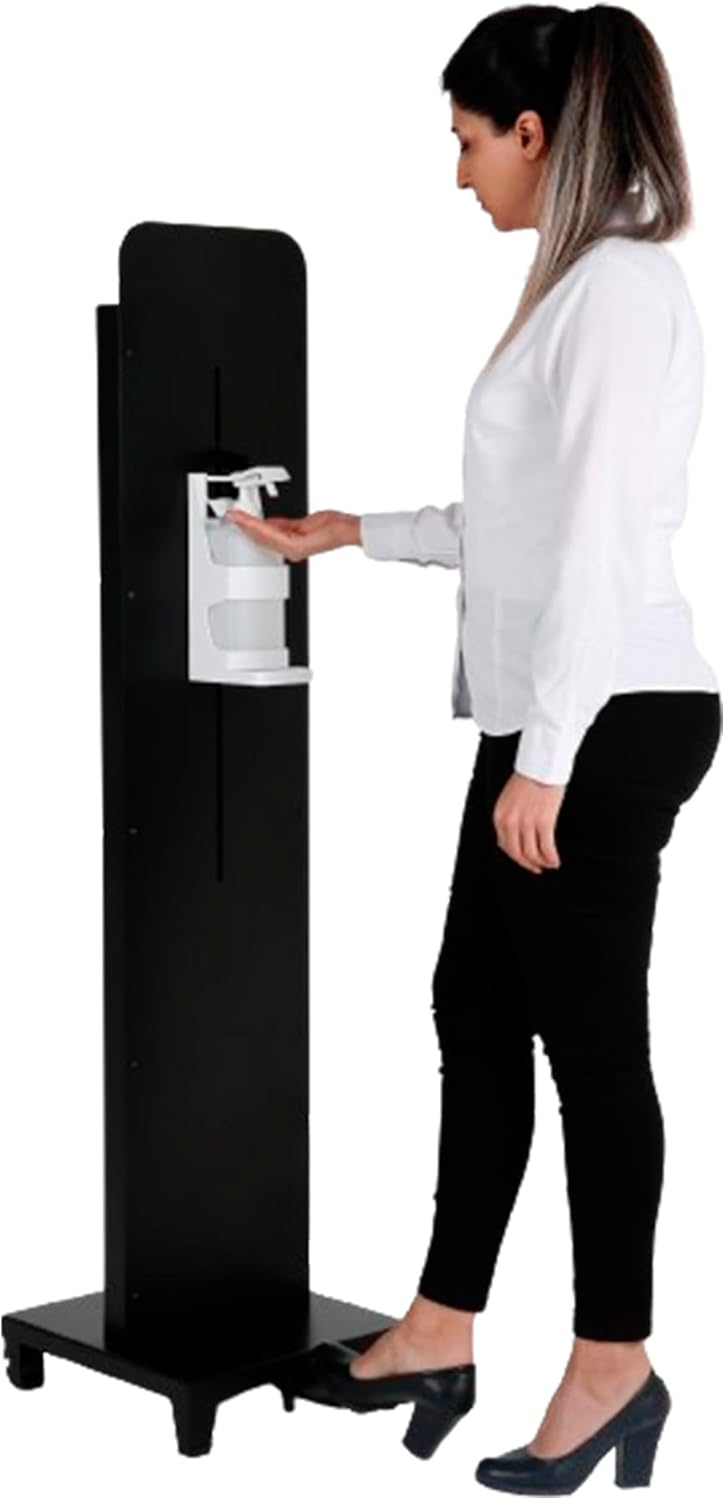M&T Displays Handsfree Touchless Foot Operated Refillable Hand Sanitizer Dispenser Station 1000 mL. (33.8 oz.) for Liquid/Lotion Soap or Sanitizing Products Floor Standing (Black)