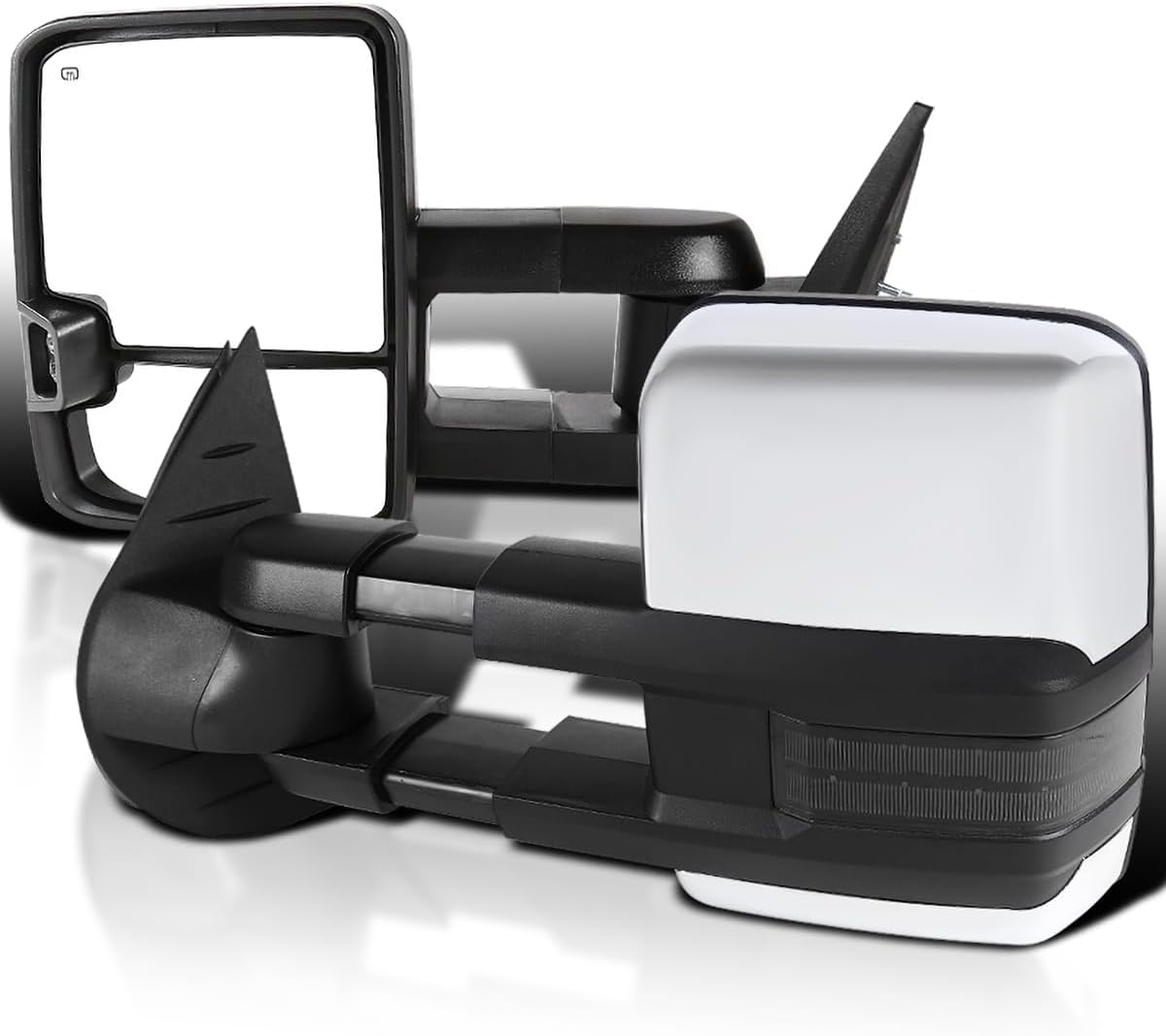 Spec-D Tuning Facelift Style Power + Heated Towing Mirrors Chrome w/Smoke LED Signal Compatible with 2007-2013 Chevy Silverado GMC Sierra 1500 2500HD 3500HD Left + Right Pair