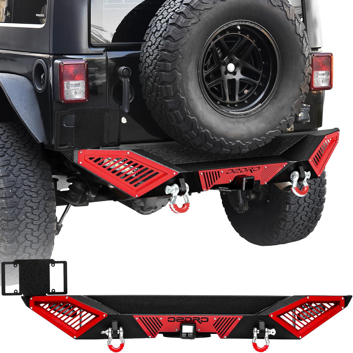 OEDRO Rear Bumper Compatible with 2018-2025 Jeep Wrangler JL JLU Unlimited Off-Road w/ 2
