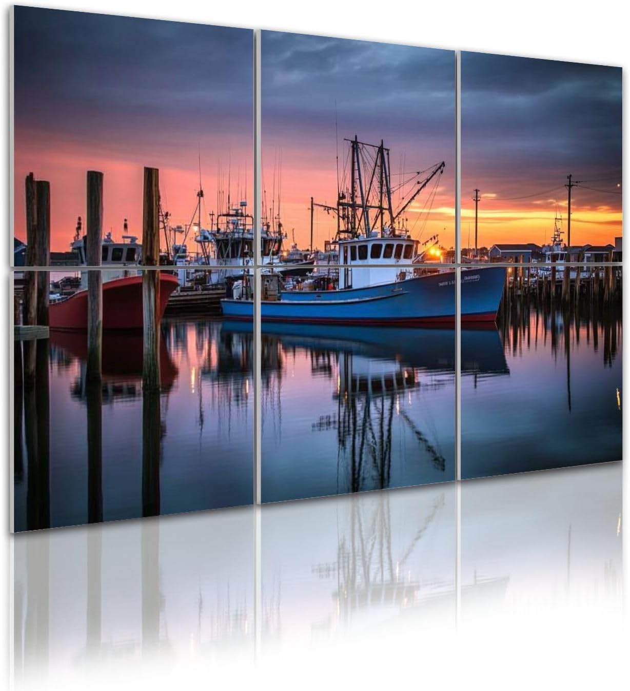 6 Pack Art Acoustic Panels Sunrise illuminates fishing Viking Village Sound Absorbing Panel 48