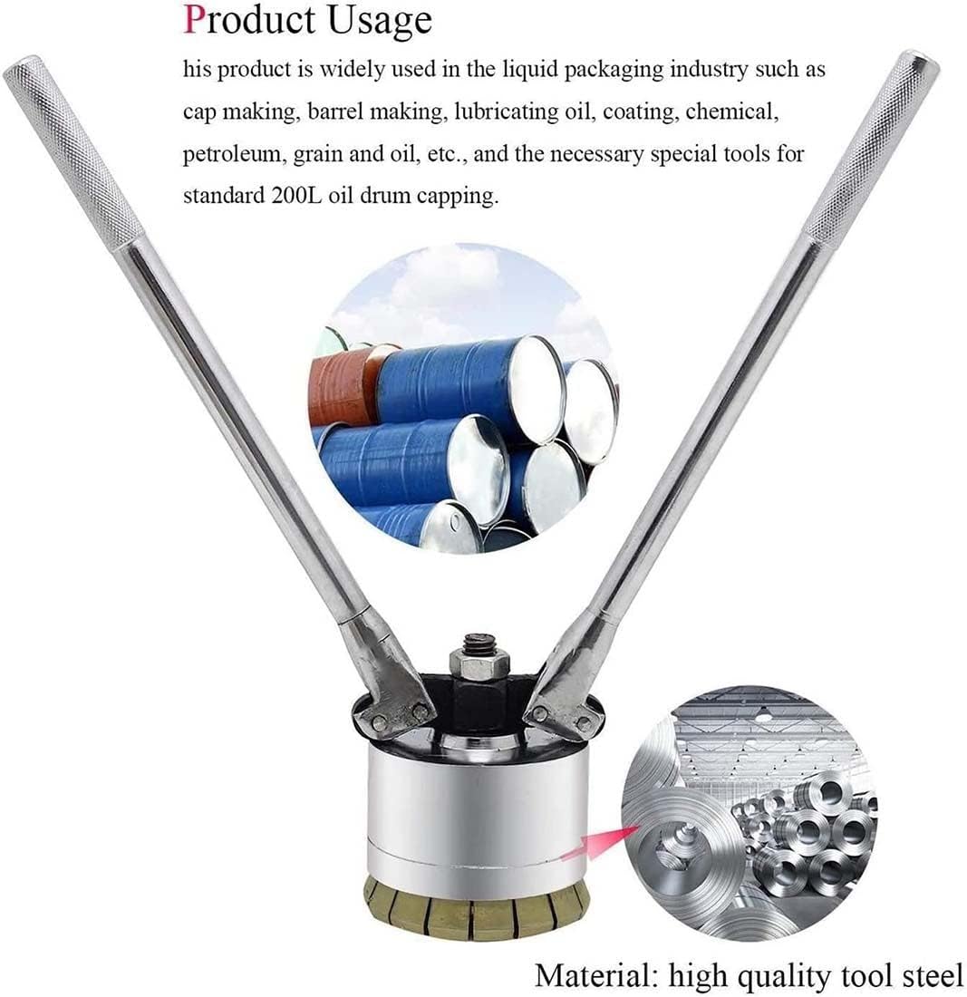 200L 53 Gallon Oil Drum Pressure Cap Sealing Barrel Crimping Tool, 70mm and 35mm Drum/Iron Pliers, Manual Machine