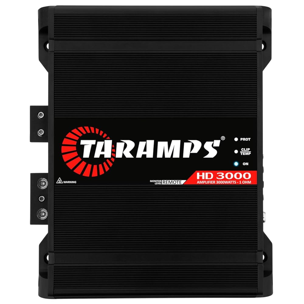 Taramps HD 3000 1 Ohm Black 1 Channel Amplifier 3000 Watts RMS MAX, Mosfet Digital Full Range Crossover, Low/High Pass, Bass Boost, Car Audio System, Monoblock 3k, LED Monitor Indicator, Class D