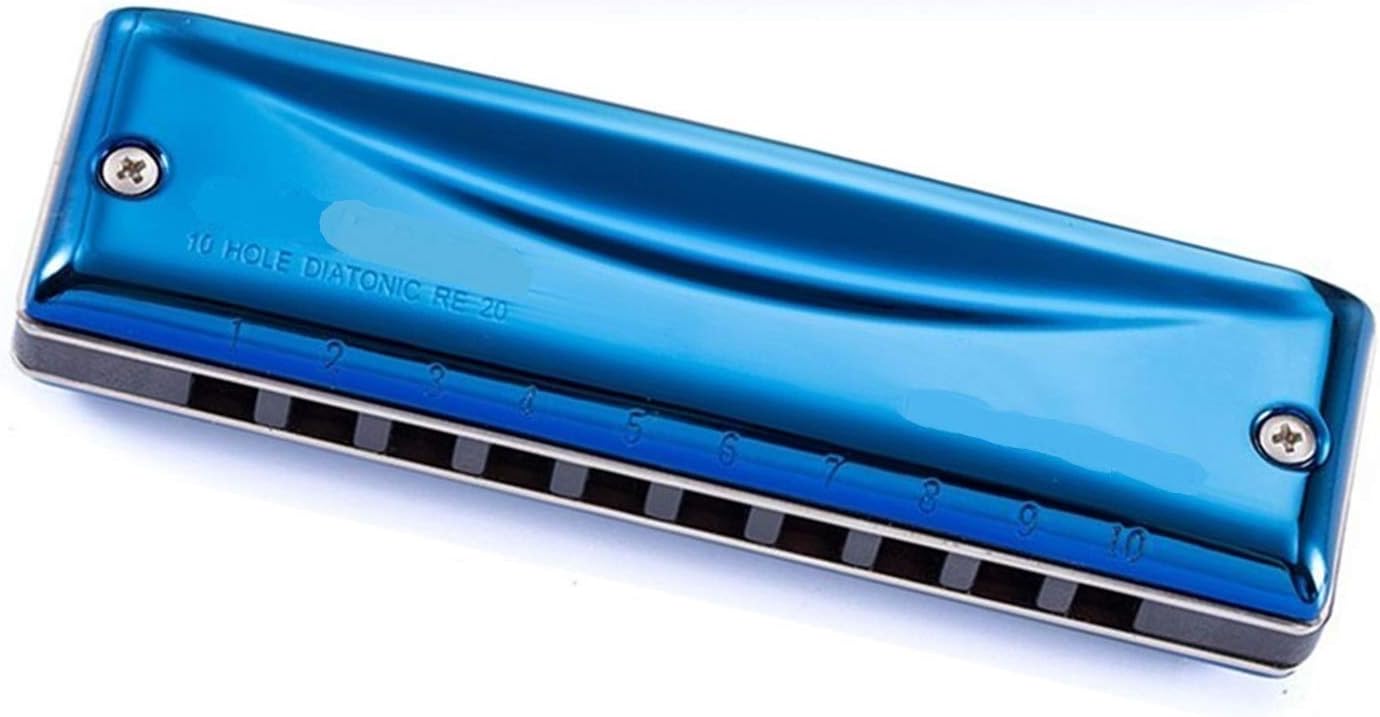 Harmonica 10 Holes Diatonic Harmonica Blues Harp Mouth Organ Key C Professional Musical Instruments (Color : Key of EB)