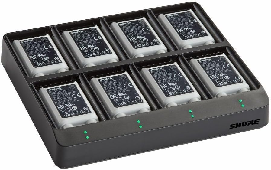 Shure SBC80-903 8-Bay Battery Charger for SB903 Rechargeable Batteries for SLX-D Wireless Microphone System Transmitters (SBC80-903-US)