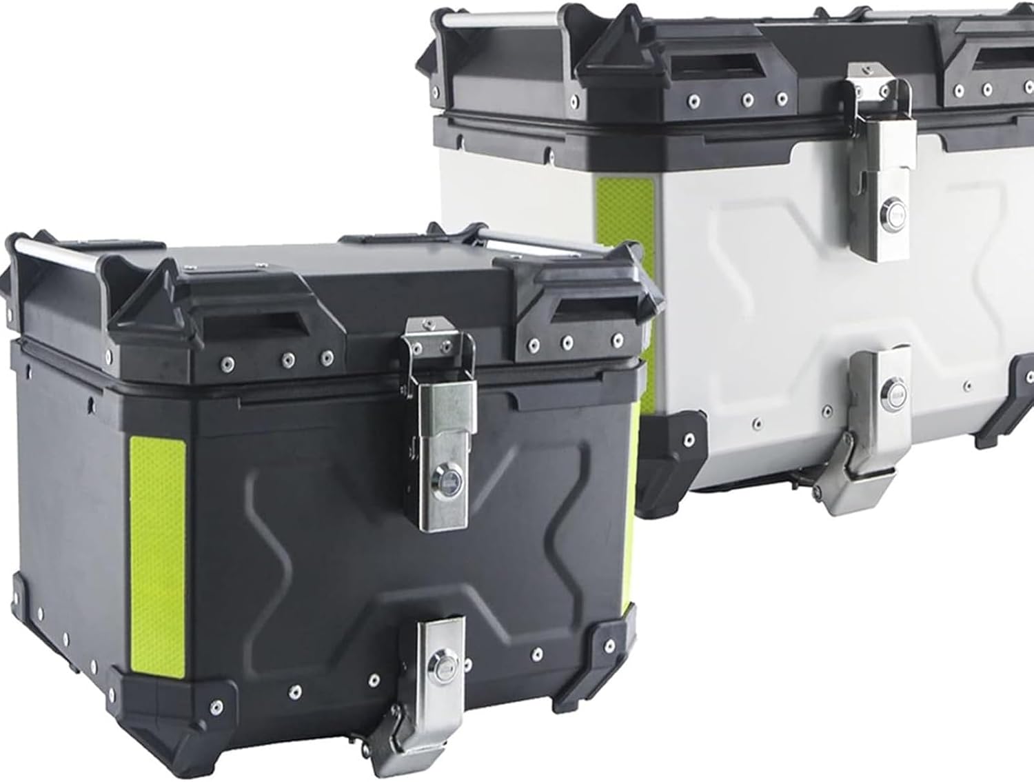 Storage Box Universal Motorcycle Tail Box Trunk Tour Storage with Security Lock Double Lock Anti-Theft Anti-Impact Waterproof for Storage Helmet Aluminum Alloy(Silver)