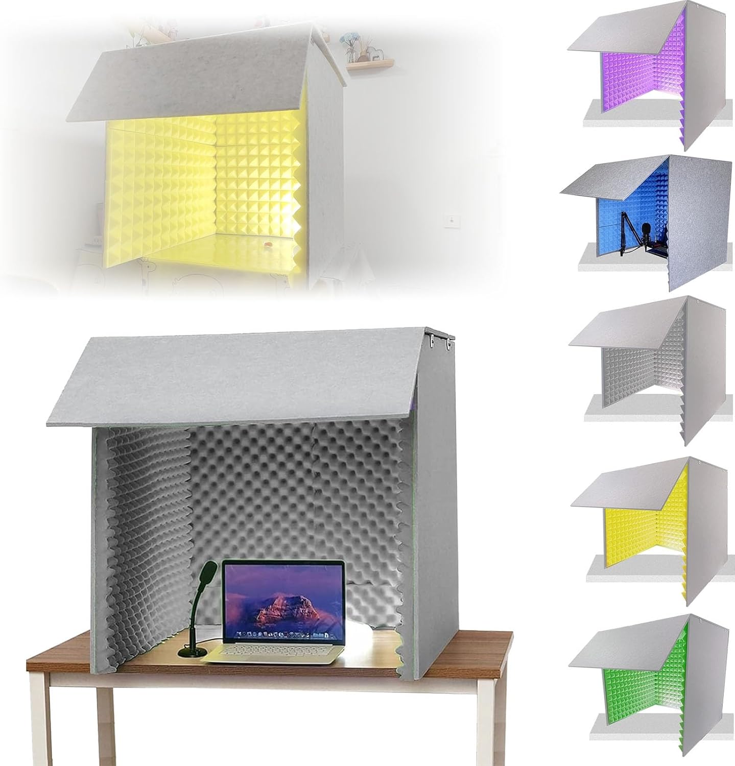 Desktop Soundproof Box, Home Recording Studio, Portable Recording Studio, for Music Practice Room (Gris)