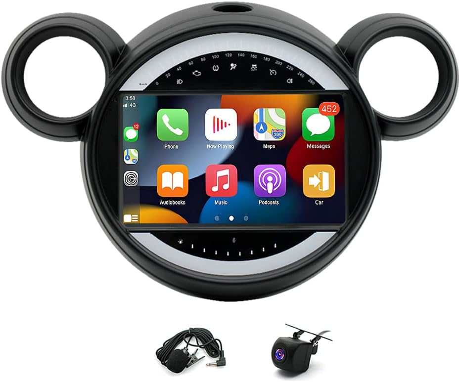 w/Android 13 Car Stereo for Mini Cooper 2010-2016 Fit for w/carplay w/Android Auto 9 inch Double Din Car Radio Audio Receiver w/WiFi GPS w/Bluetooth AHD Backup Camera Mic - 2+32G