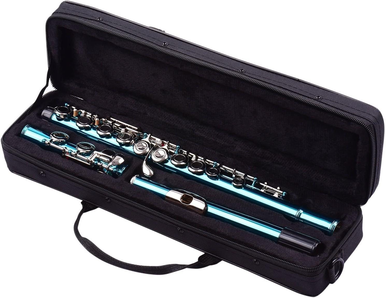 Flute Kit Closed Hole C Flute 16 Keys Cupronickel Nickel-Plated Wind Instrument with Carry Case Flute Stand Gloves Cleaning Cloth Intermediate Flute (Color : Purple)