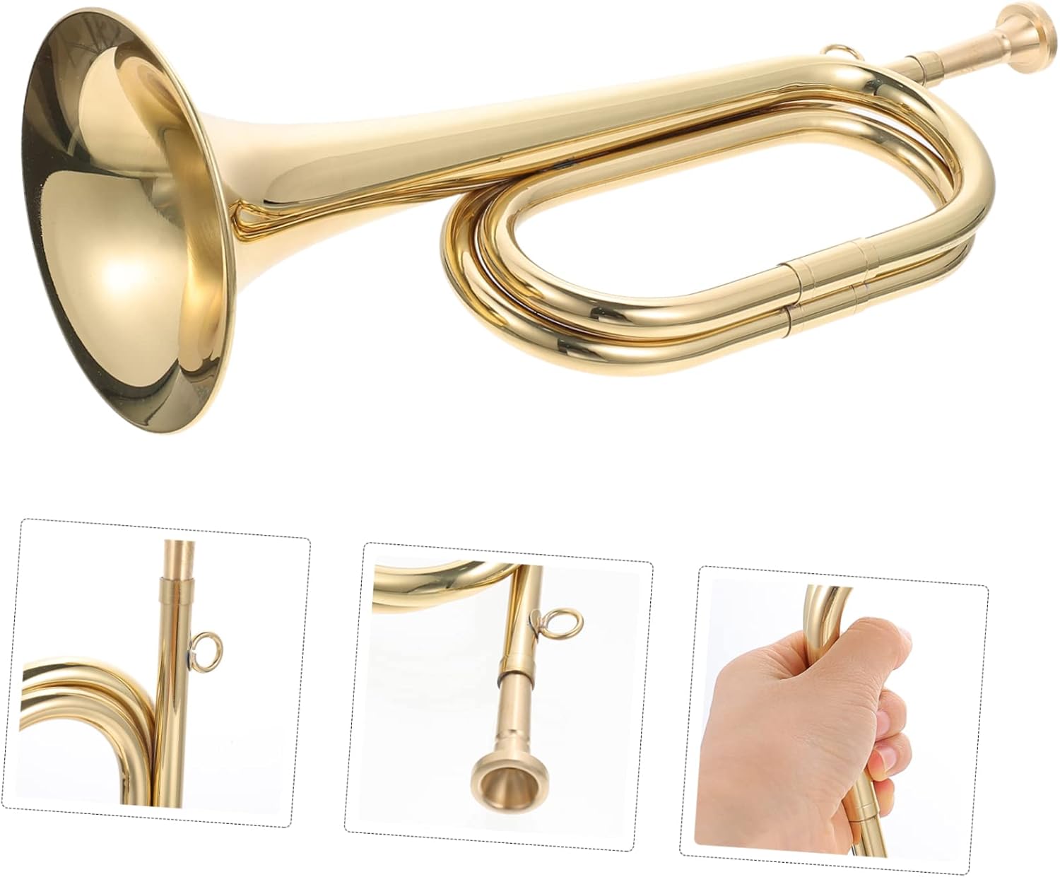 2pcs Golden Bugle Horn Wind Instrument for School Band Music Instrument