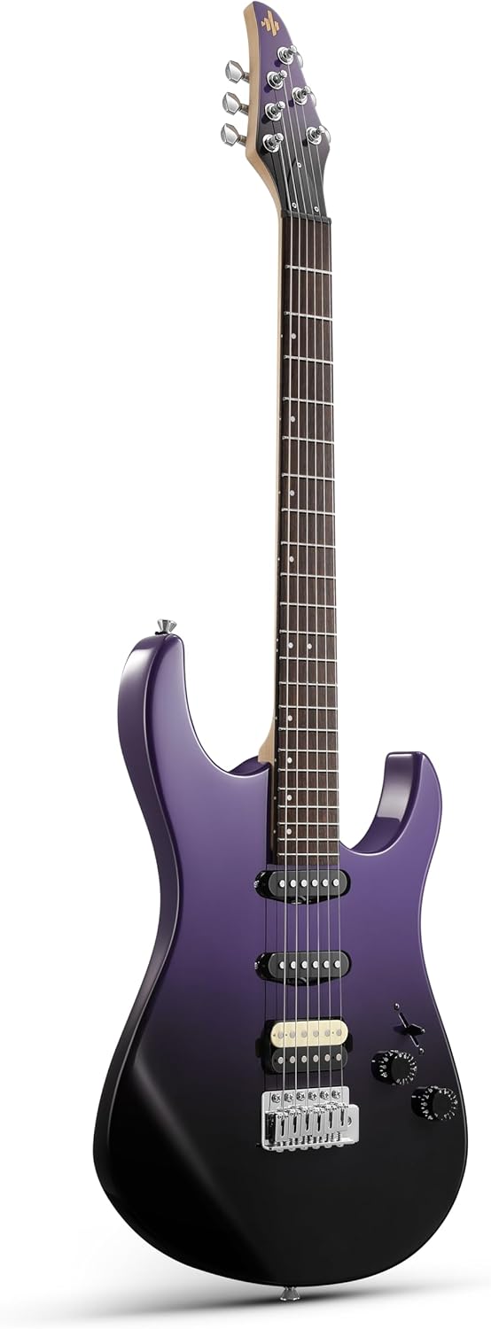 Donner DMT-66 39 Inch Full Size Electric Guitar for Beginner with Bag, Purplish Black and Donner Mini Guitar Amp Small Electric Guitar Amplifier 5W Portable