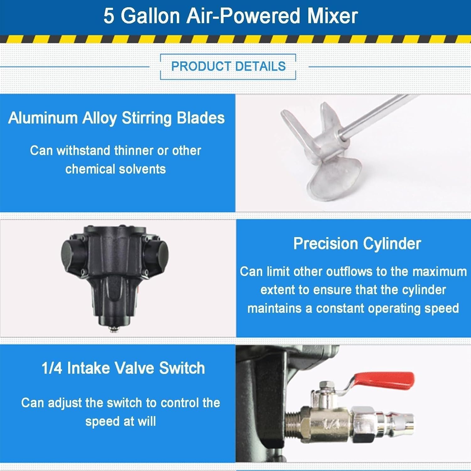 5 Gallon Pneumatic Agitator, Paint Mixer with Stand, 2600r/min Paint Stirring Machine for Mixing Plaster Paint Mortar Glue (Blck)