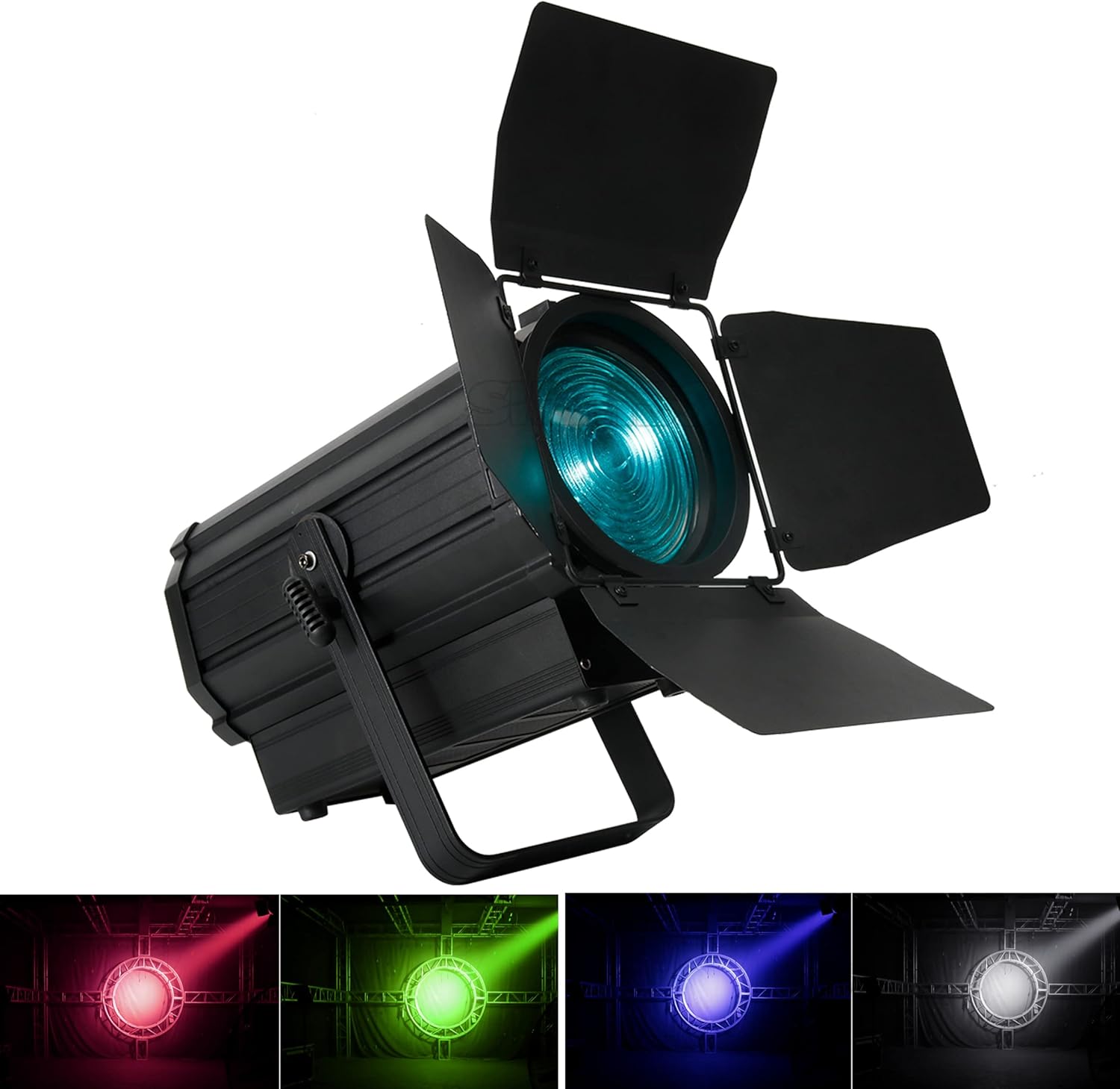 SHEHDS LED Par Lights COB 250W RGBW 4in1 Linear Zoom 15-55° Stage Wash Lights with Barn Door Fresnel Lens 3200k-5600k DMX512 Spotlight DJ Light for Church Disco Ball Wedding Theater