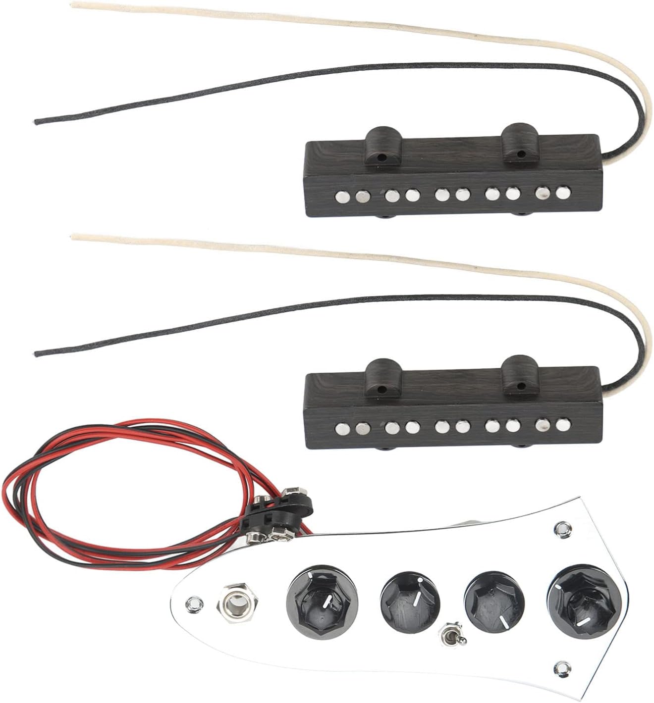 Guitar Bass Pickup Set for 5 String Jazz Bass - Metal & Plastic Wired Bass Control Board Kit - Noise Free, Easy Installation, Durable Upgrade Replacement for Musicians