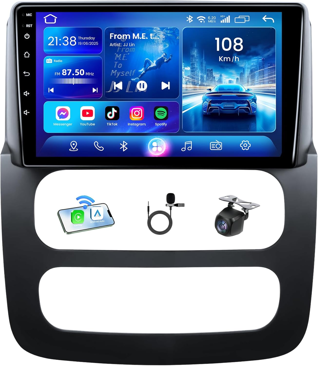 Car Radio for Dodge Ram 1500 2500 3500 2002 2003 2004 2005: Upgrade 32GB ROM 9 Inch 1280x800 IPS Touchscreen for Ram Radio with Wireless CarPlay/Android Auto Bluetooth WiFi GPS FM 1080P Backup Camera